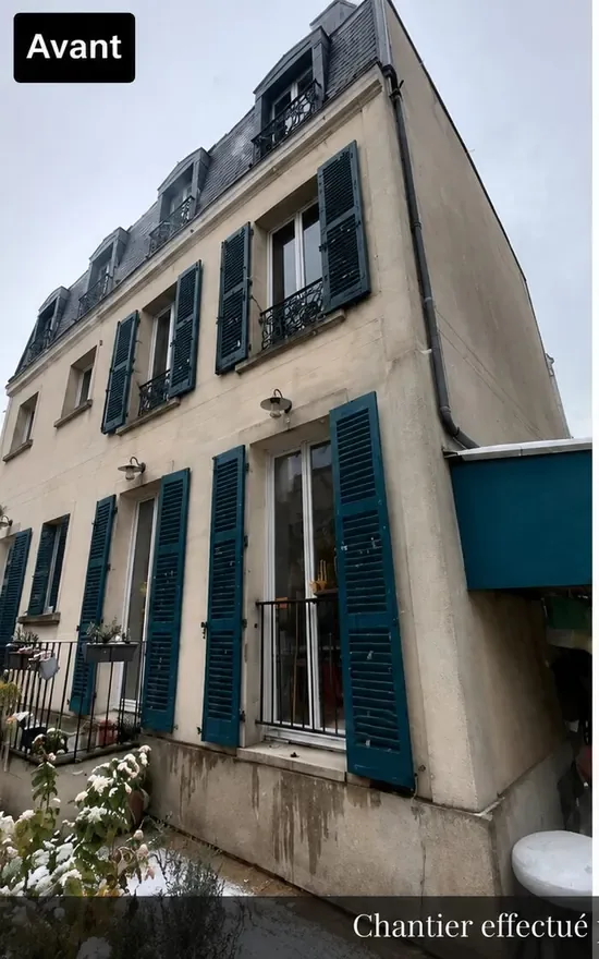 Peinture de façade, volets bleu canard - avant