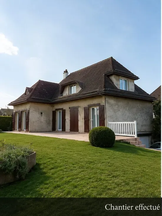 Ravalement de façade, villa avec jardin, Val-d'Oise - avant