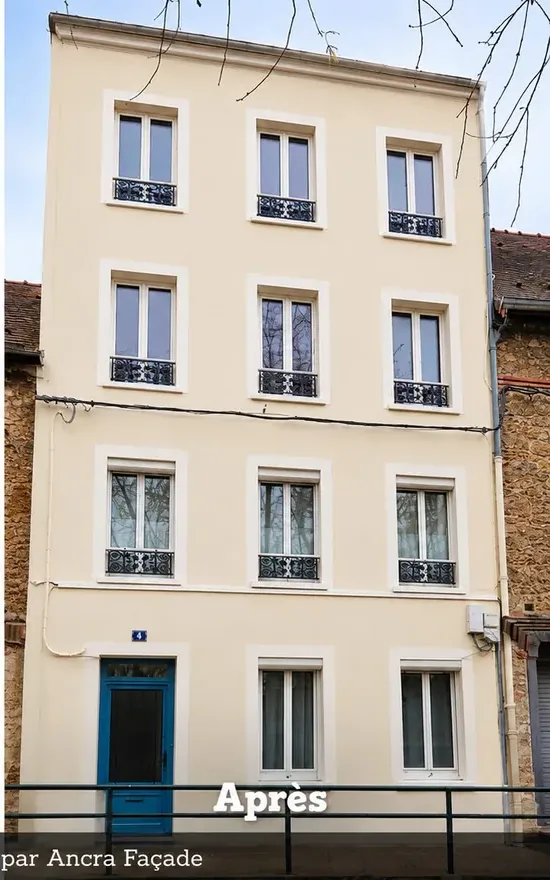 Ravalement et peinture de façade, immeuble, Yvelines - après