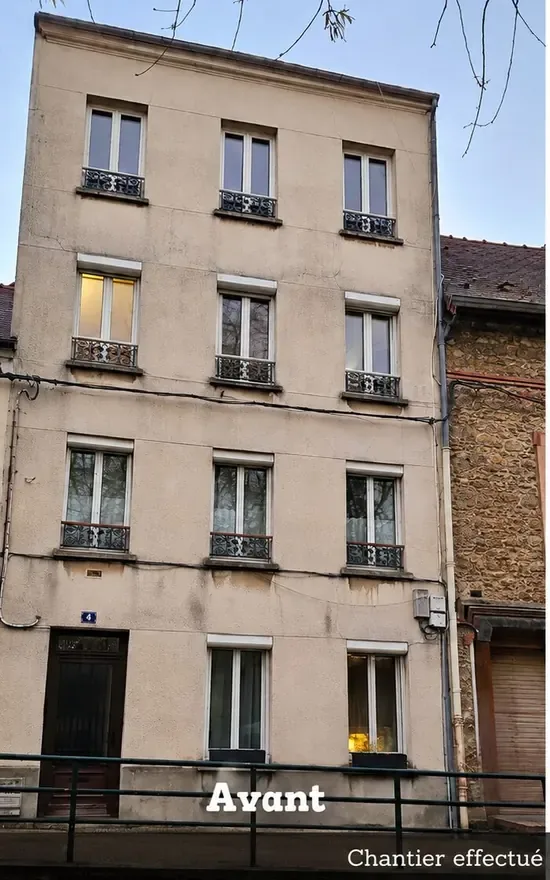 Ravalement et peinture de façade, immeuble, Yvelines - avant